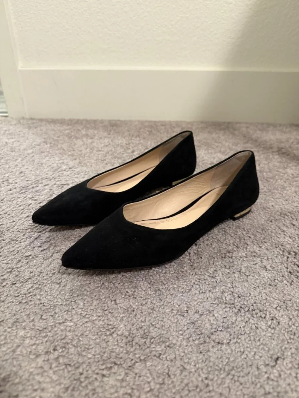 Marc Fisher Black Suede Pointed Toe Flats Women's Dress Shoes
